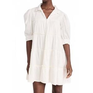 NEW PEIXOTO lola ora cotton tired shirt dress in white